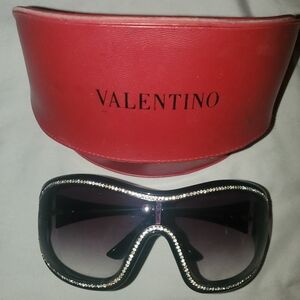 Valentino Black Sunglasses with Crystal Accents